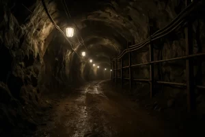 Imagem fictícia gerada por AI para representar minas subterrâneas